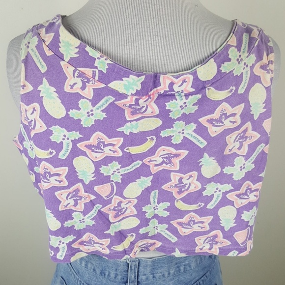 Real 80's Vintage Retro Beach Crop Top - Picture 5 of 8